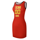 Custom Orange Red Gold Sleeveless Vest Dress