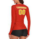 Custom Orange Red Gold Women's Long-Sleeve Shirt