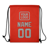 Custom Orange Red Gray Drawstring Bag