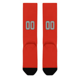 Custom Orange Red Gray Knee-High Sock