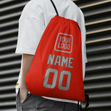 Custom Orange Red Gray Drawstring Bag