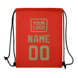 Custom Orange Red Light Khaki Drawstring Bag