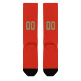Custom Orange Red Light Khaki Knee-High Sock