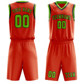 Custom Orange Red Emerald Green Basketball Set