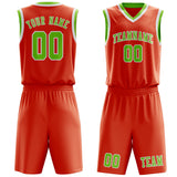 Custom Orange Red Emerald Green Basketball Set