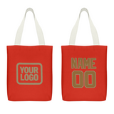 Custom Orange Red Khaki Canvas Tote Bag