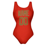 Custom Orange Red Khaki Swimsuit