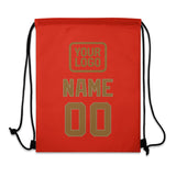 Custom Orange Red Khaki Drawstring Bag
