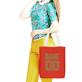 Custom Orange Red Khaki Canvas Tote Bag