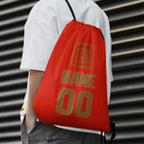 Custom Orange Red Khaki Drawstring Bag