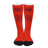Custom Orange Red Crimson Red Knee-High Sock