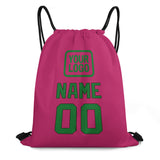 Custom Pink Emerald Green Drawstring Bag