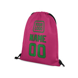 Custom Pink Emerald Green Drawstring Bag