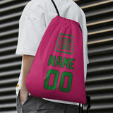 Custom Pink Emerald Green Drawstring Bag