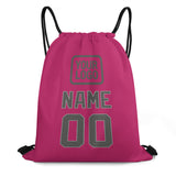 Custom Pink Dark Grey Drawstring Bag