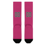 Custom Pink Dark Grey Knee-High Sock