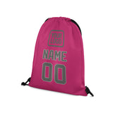 Custom Pink Dark Grey Drawstring Bag