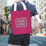 Custom Pink Dark Grey Canvas Tote Bag