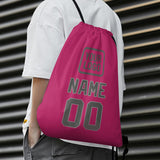 Custom Pink Dark Grey Drawstring Bag