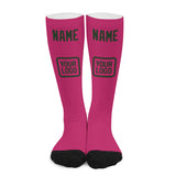 Custom Pink Dark Green Knee-High Sock