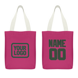 Custom Pink Dark Green Canvas Tote Bag