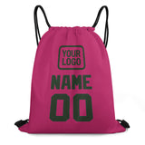 Custom Pink Dark Green Drawstring Bag