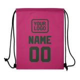 Custom Pink Dark Green Drawstring Bag
