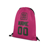 Custom Pink Dark Green Drawstring Bag