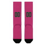 Custom Pink Dark Green Knee-High Sock