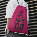 Custom Pink Dark Green Drawstring Bag