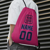 Custom Pink Navy Drawstring Bag