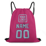 Custom Pink Light Blue Drawstring Bag