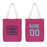 Custom Pink Light Blue Canvas Tote Bag
