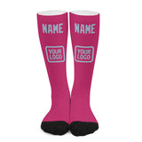 Custom Pink Light Blue Knee-High Sock