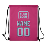 Custom Pink Light Blue Drawstring Bag