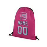 Custom Pink Light Blue Drawstring Bag