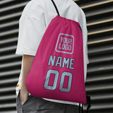 Custom Pink Light Blue Drawstring Bag