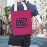 Custom Pink Light Blue Canvas Tote Bag