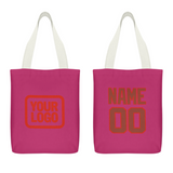 Custom Pink Coral Red Canvas Tote Bag