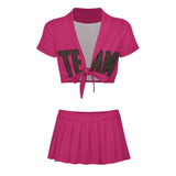 Custom Pink Brown Cheerleading Uniform Set