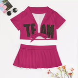 Custom Pink Brown Cheerleading Uniform Set