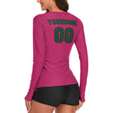 Custom Pink Green Women's Long-Sleeve Shirt