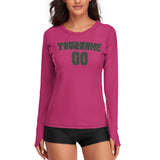 Custom Pink Dark Green Women's Long-Sleeve Shirt