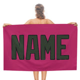 Custom Pink Dark Green Beach Towel