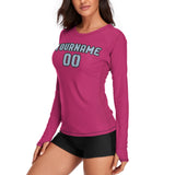 Custom Pink Light Blue Women's Long-Sleeve Shirt