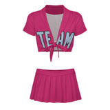 Custom Pink Light Blue Cheerleading Uniform Set