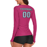 Custom Pink Light Blue Women's Long-Sleeve Shirt