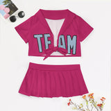 Custom Pink Light Blue Cheerleading Uniform Set