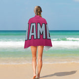 Custom Pink Light Blue Beach Towel