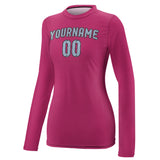 Custom Pink Light Blue Women's Long-Sleeve Shirt
